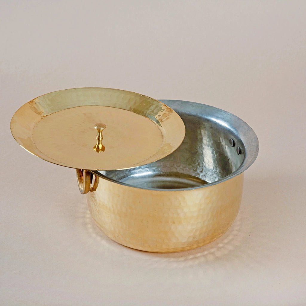 Brass Doodh Patila - Tin coated interior with Lid - Kalasians
